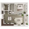 1 Bedroom, 1 Bathroom - 695 SF